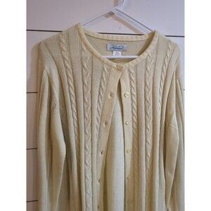 Vintage haband yellow cardigan women's large Grandma cottage whimsy Easter